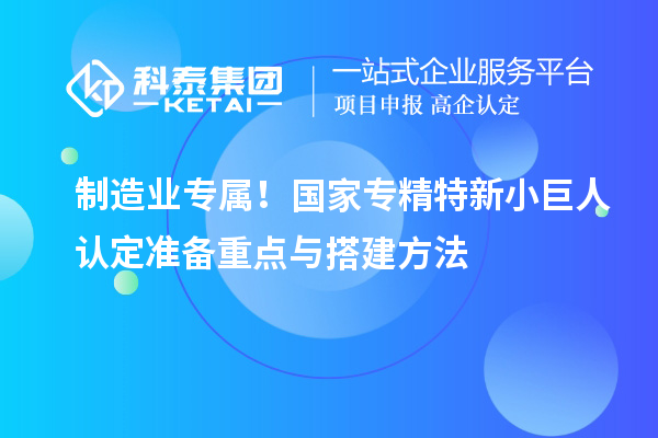 制造業(yè)專屬！國(guó)家專精特新小巨人認(rèn)定準(zhǔn)備重點(diǎn)與搭建方法